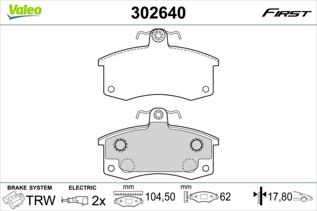 Jogo de 4 pastilhas de travão VALEO ref. 302640